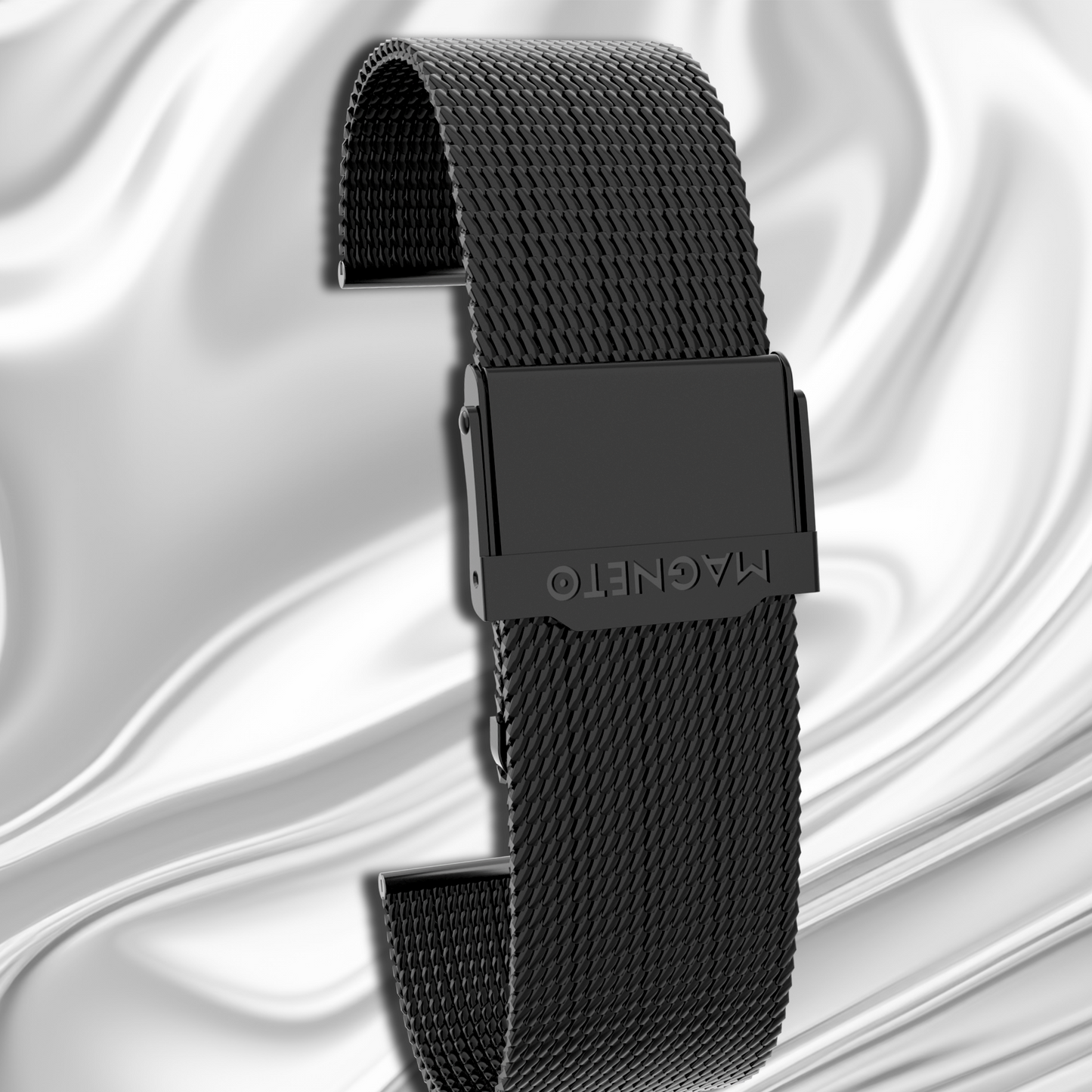 Bracciale in maglia nera con chiusura di sicurezza